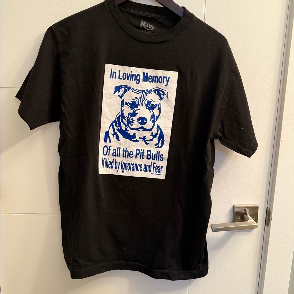 Stray Rats Graphic T-Shirt with Blue Pit Bull Design